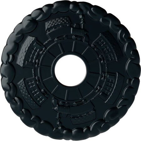 Ekena Millwork Kendall Train Station Medallion (Canopies up to 3 7/8"), 18 1/2"OD x 3 7/8"ID x 1"P, Night Shade CM18KDNSF